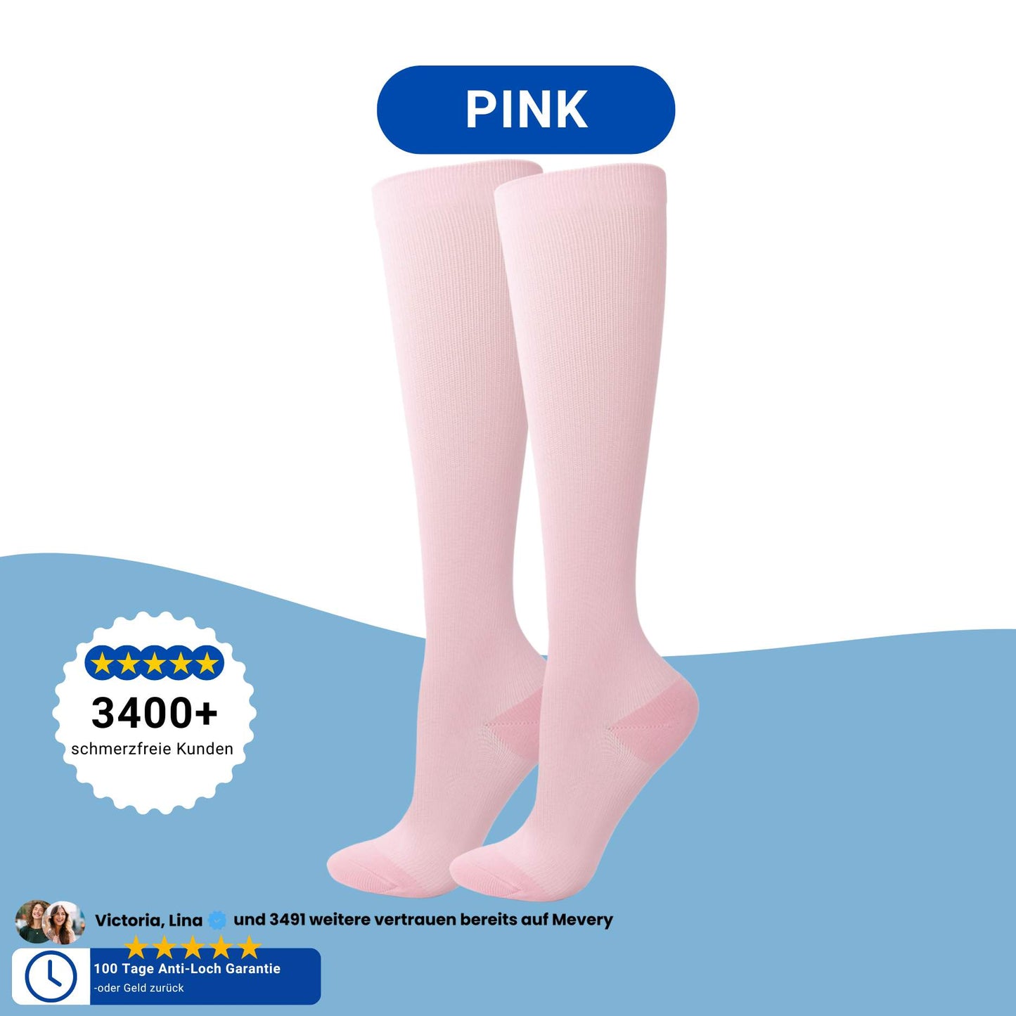 Rosa Kompressionsstrümpfe – Mevery Classic Edition für Frauen