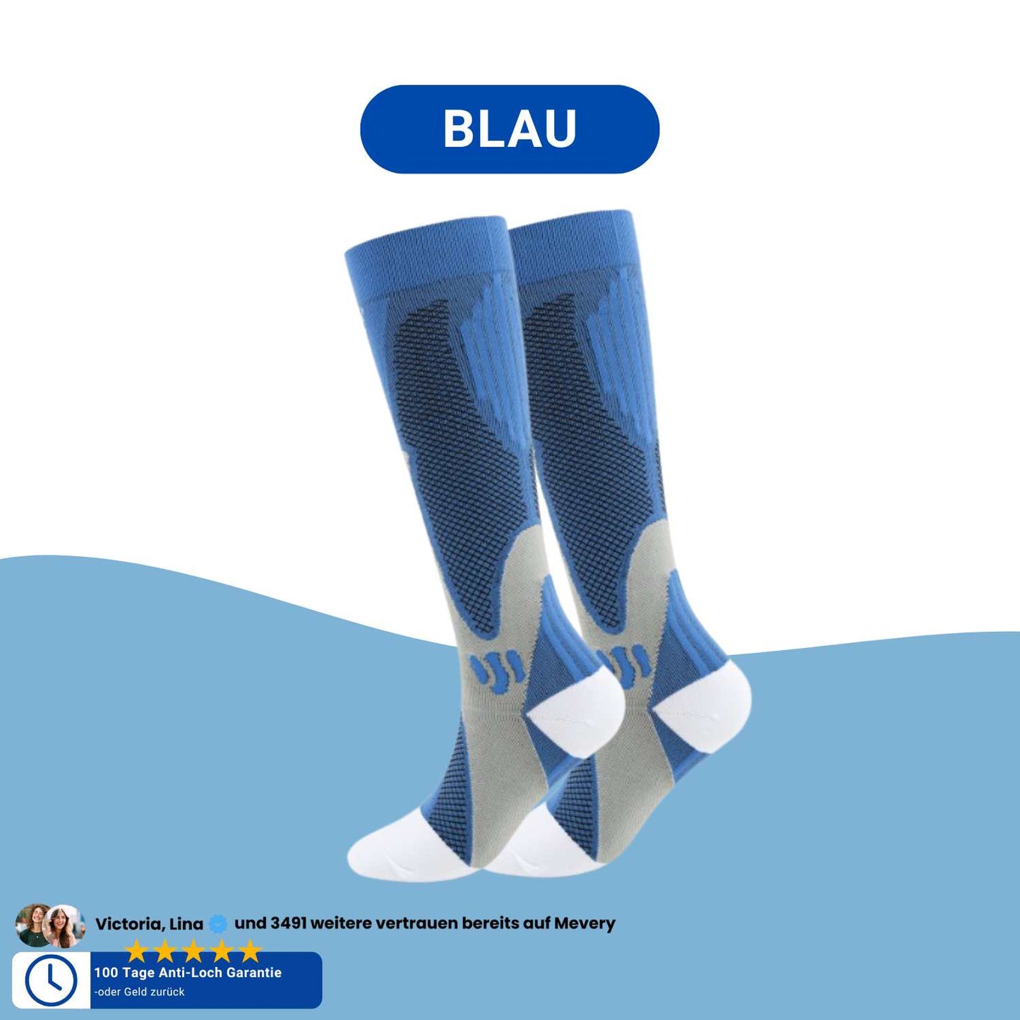 MEVERY Kompressionsstrümpfe in Blau für Alltag und Reisen