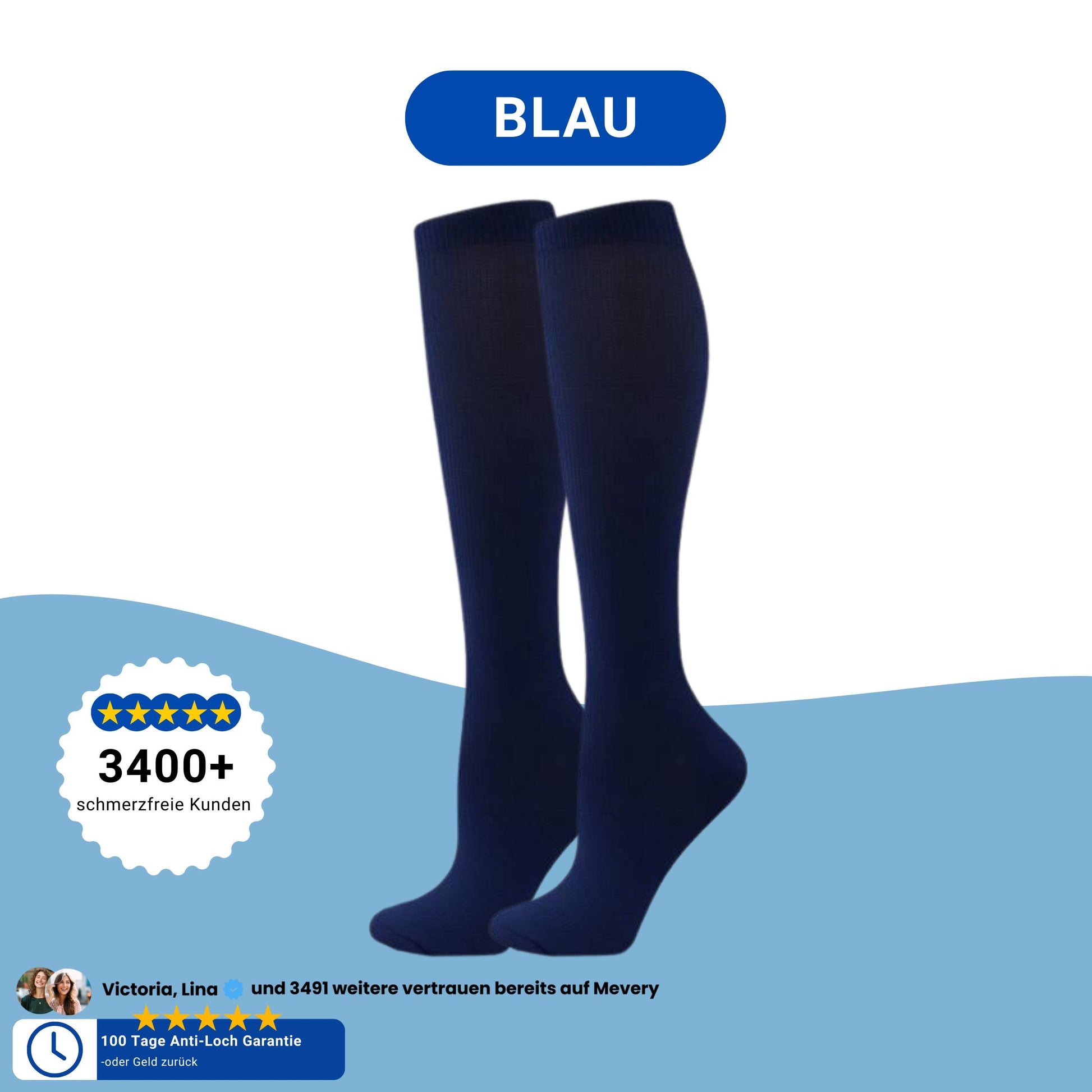 Dunkelblaue Mevery Classic Kompressionsstrümpfe – stilvoll und stützend