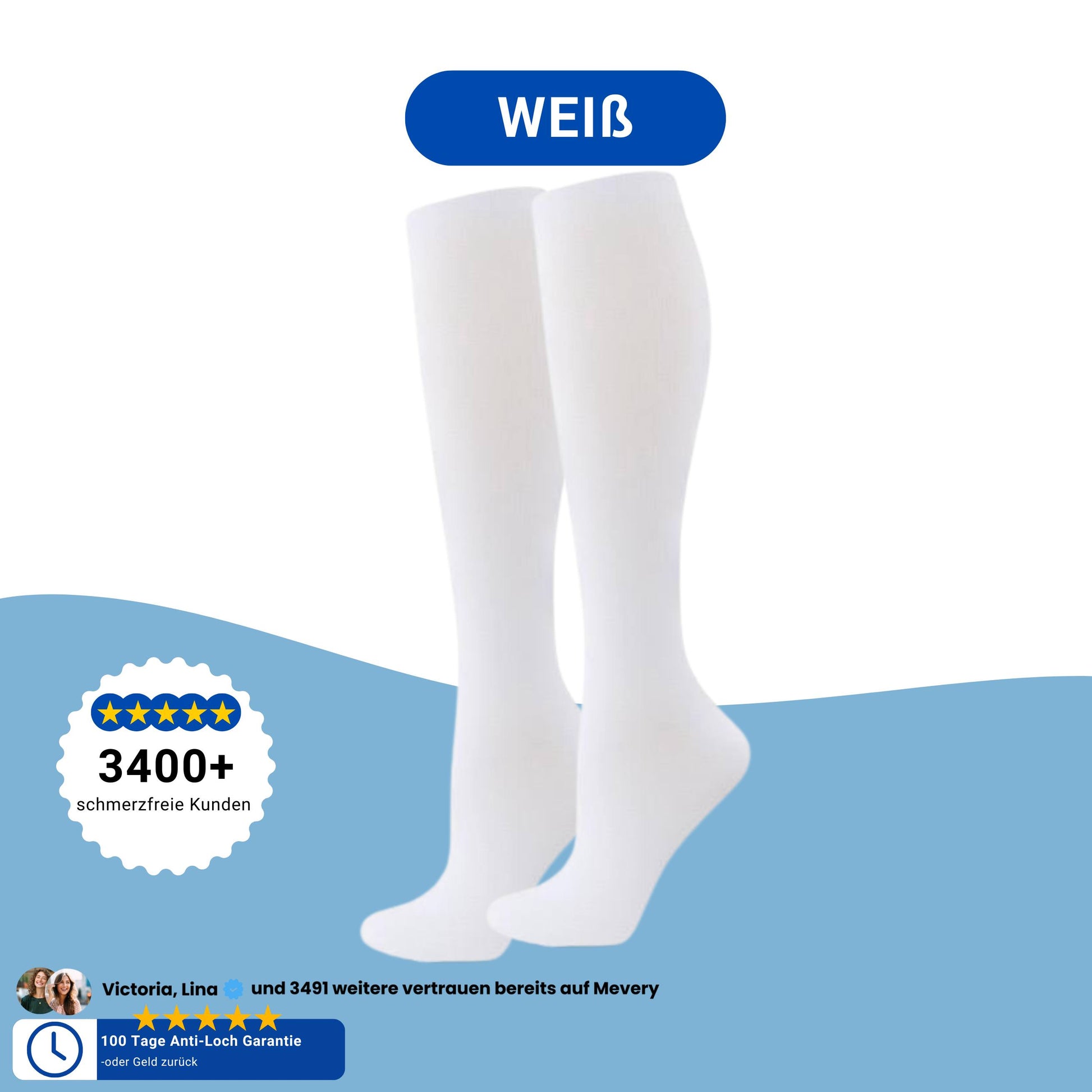 Weiße Kompressionsstrümpfe – Mevery Classic für Sommer und Alltag